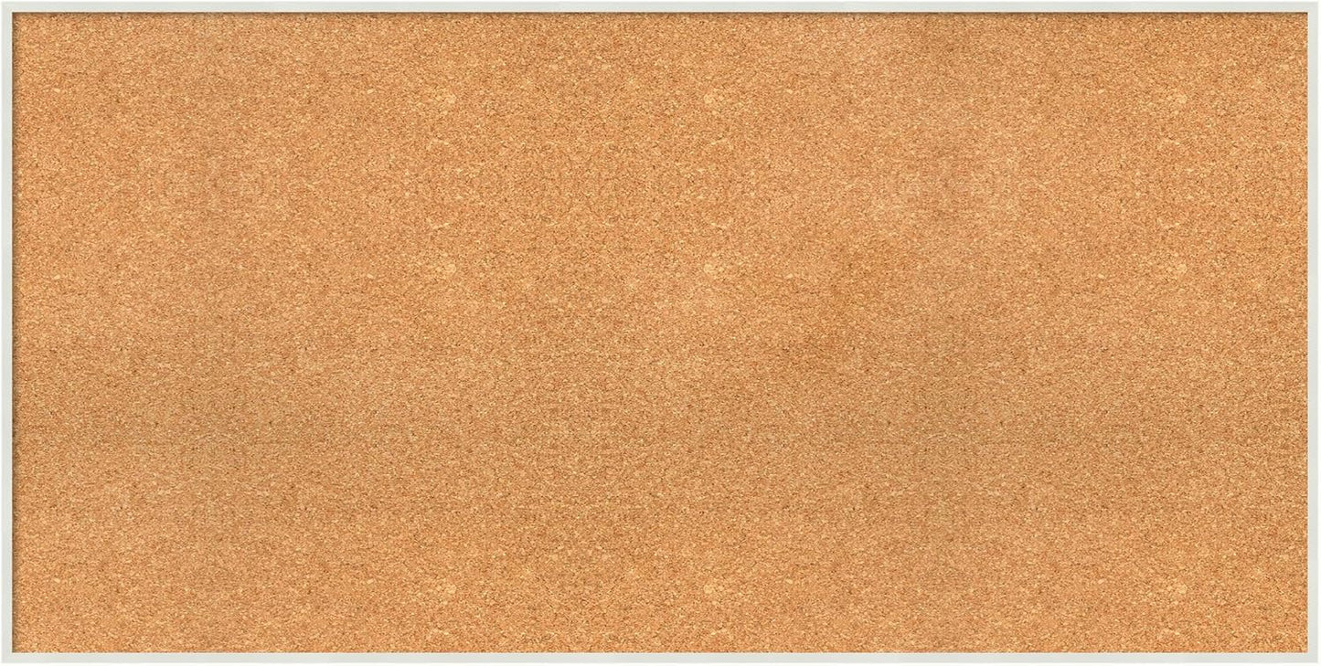Amanti Art Natural Cork Board for Wall, 25x49 Vision Board with White Frame, Oversize Corkboard Office Decor for Home Organization, Modern Corkboard Pinboard to Display Items for Home Organization in