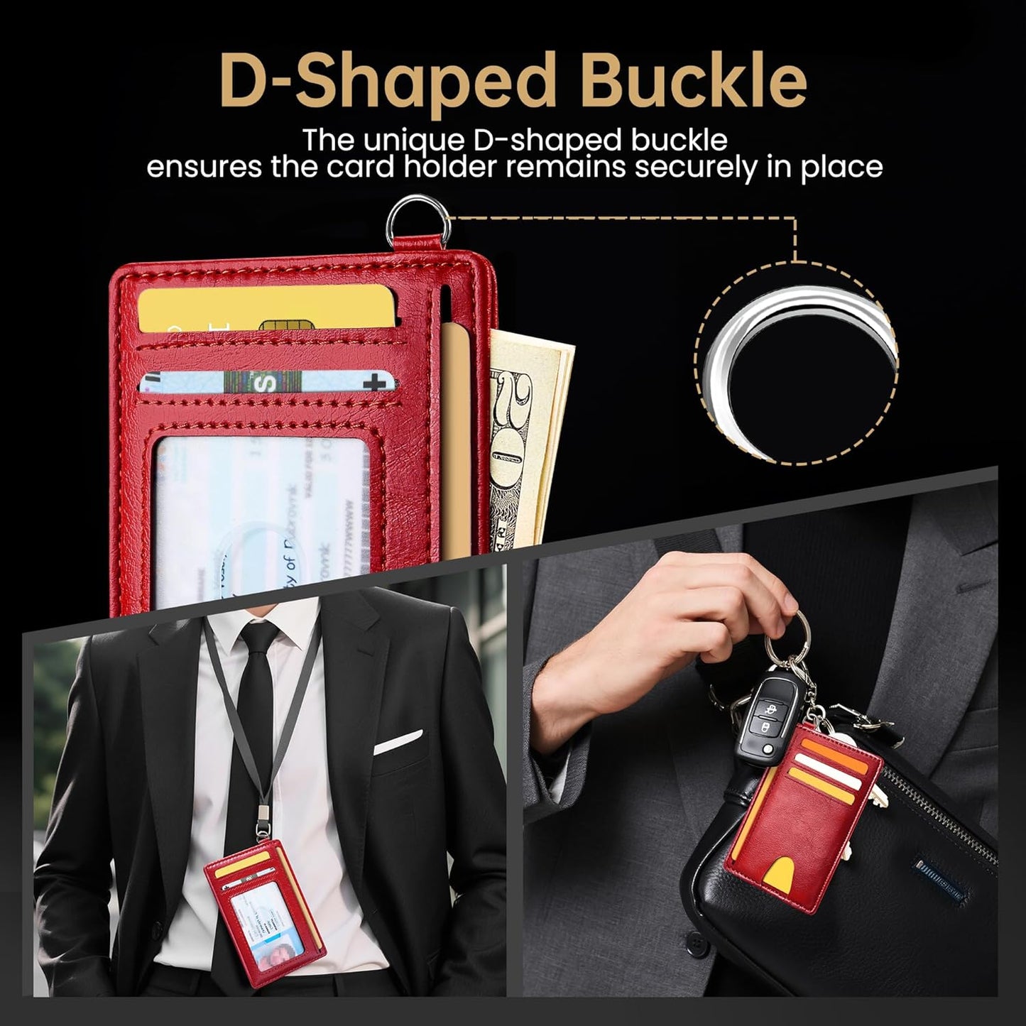 Mayski Slim Wallet, Credit Card Holder for Women, Minimalist Front Pocket RFID Blocking Card Cases, Small Wallet Women Men(Oiled Wax Cherry)