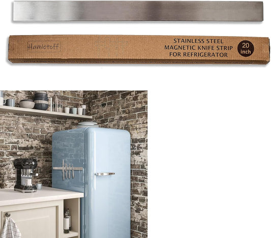 Premium Magnetic Knife Holder for Refrigerator – 20 Inch Professional Double Sided Magnetic Knife Strip for Fridge - Stainless Steel Magnetic Knife Holder for Wall Self Adhesive