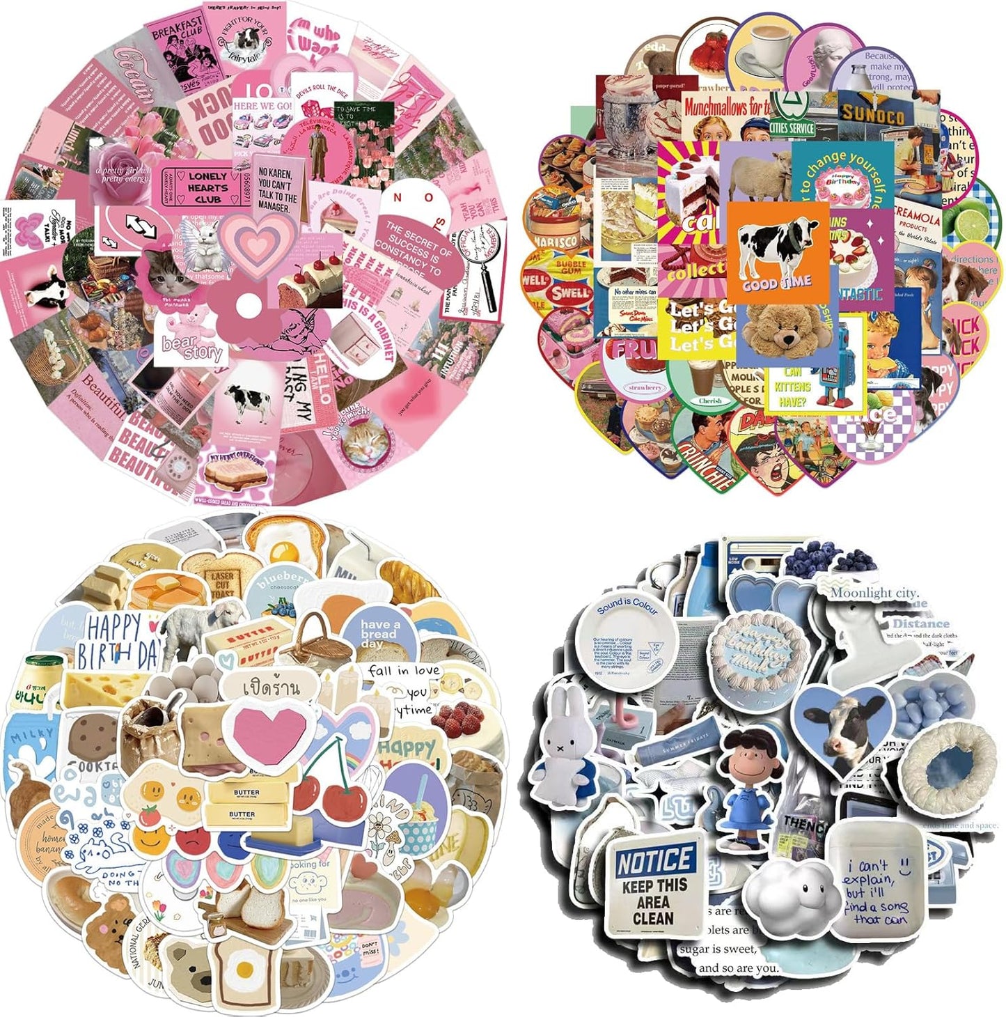 200 Pcs Cartoon Stickers,Graffiti Cute Vinyl Aesthetic Waterproof Stickers for Scrapbooking Junk Journal Bullet Journal Collage DIY Crafts Card Making Water Bottles Phone Case