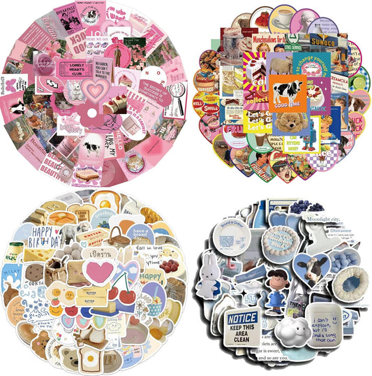 200 Pcs Cartoon Stickers,Graffiti Cute Vinyl Aesthetic Waterproof Stickers for Scrapbooking Junk Journal Bullet Journal Collage DIY Crafts Card Making Water Bottles Phone Case