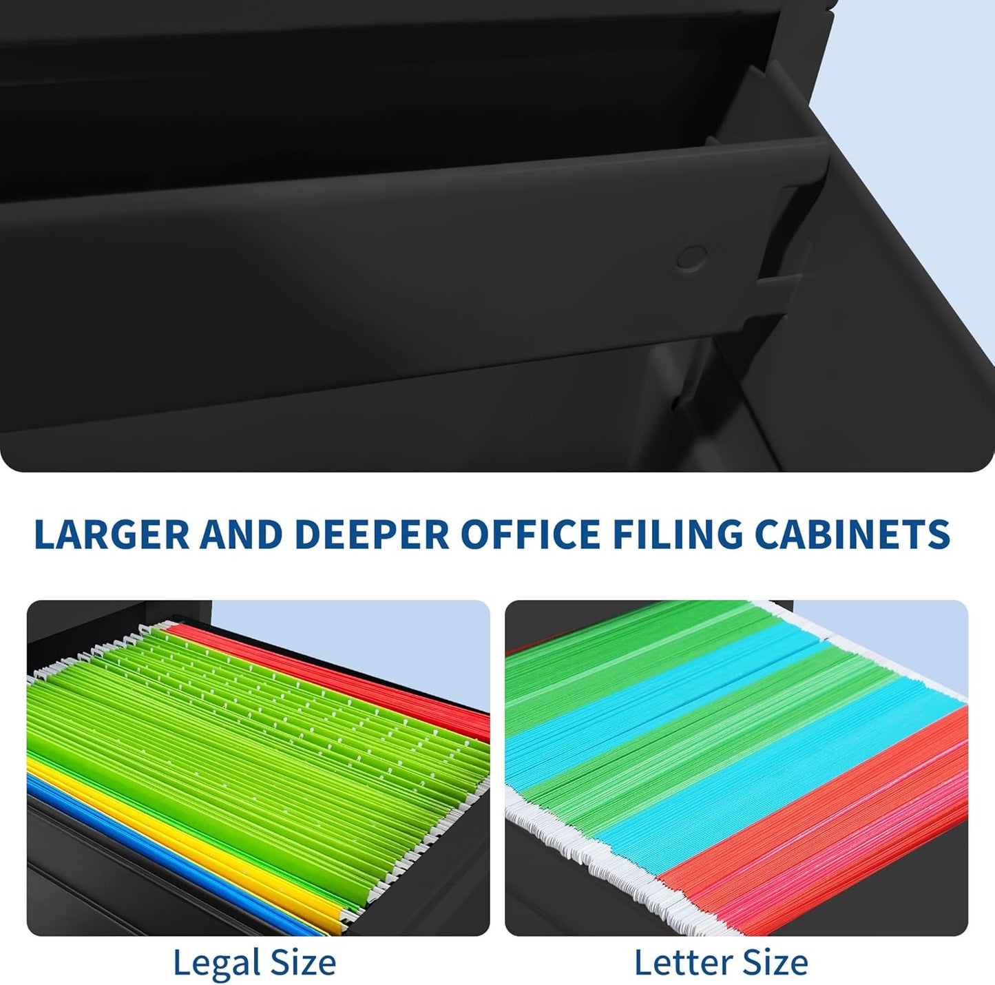 2-Drawer Locking Vertical File Cabinet, Metal Storage Cabinet for Office/Home – Secure Vertical Filing for Letter/Legal/A4/F4 Documents, Easy to Assemble Steel Cabinet (Black, 2 Drawer-25 H)