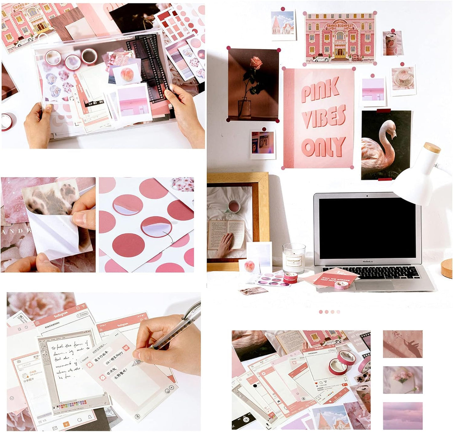 MAXLEAF 64PCS Literary Vintage Ins Style Scrapbook Bullets Journals Decoration Material Pack for DIY Scrapbook Album Decoration with Poster Tapes Stickers (Dream)