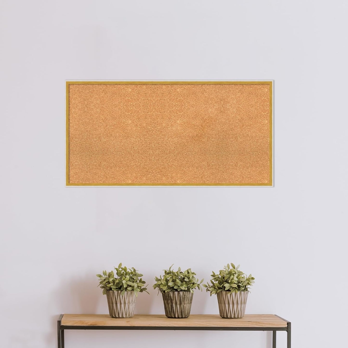 Amanti Art Natural Cork Board for Wall, 21x41 Vision Board with White Frame, Large Corkboard Office Decor for Home Organization, Modern Corkboard Pinboard to Display Items for Home Organization in