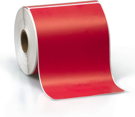 4" X 6" Direct Thermal Perforated Stickers Labels for Shipping Labels, Inventory, and Color Coding - Compatible with Zebra, Rollo, Godex and More (Red, 6 Rolls)