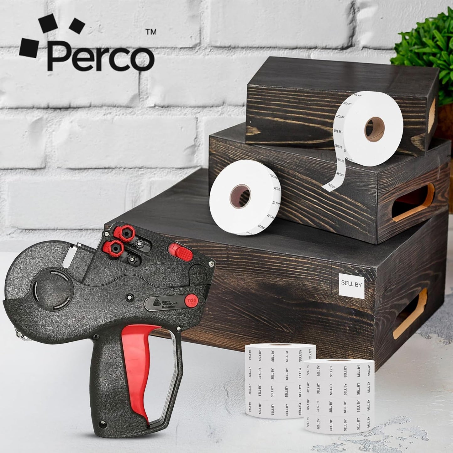 Perco Sell by Labels Pricing Labels for Monarch 1136 Price Gun -3 Sleeves 24 Rolls 42,000 Labels