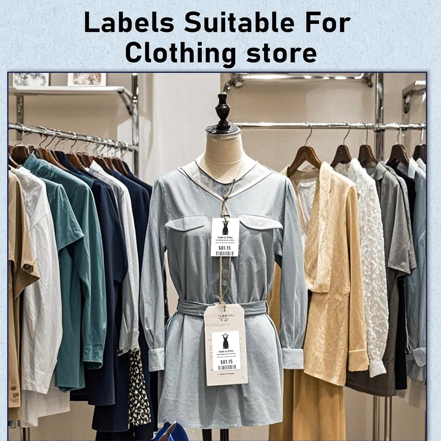 M100 Square Label 1.96'' x 3.14'' (50x80mm), Compatible with Label Maker M110/ M220/ M221/ M120/ M250/M260, White, 100 Labels/Roll, Multi-Purpose Adhesive Thermal Labels, Black on White