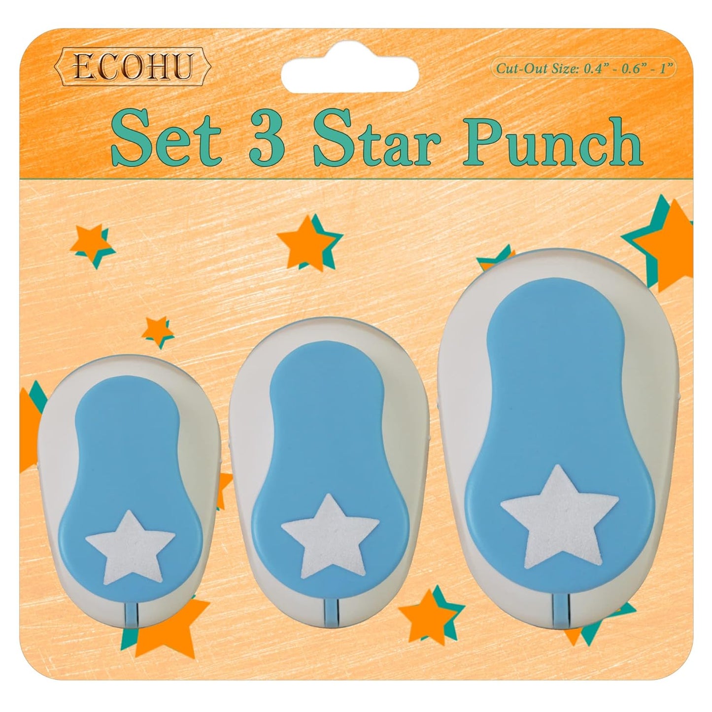 Set 3 Star Paper Punch 0.3'' / 0.63'' / 1'', Scrapbooking Hole Punches Crafting, Design for Office Supplies, Card Making, DIY Photo Album.
