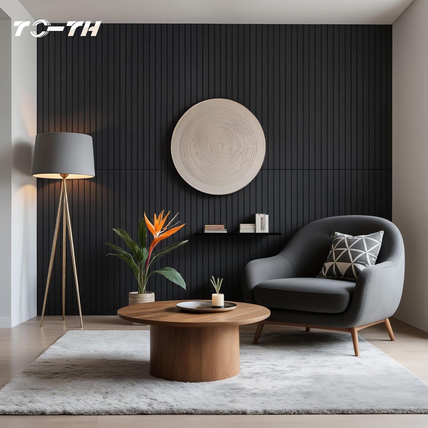 TO-TH Wood-Look Acoustic Panel, 4 Pack 47.2” x 23.6” Soundproof Wall Panels, Decorative Sound Absorbers Large Acoustic Panels for Home, Office, Basement, Smoky