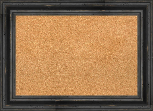 Amanti Art Natural Cork Board for Wall, 21x29 Vision Board with Black Wood Frame, Medium Corkboard Office Decor for Home Organization, Country Rustic Corkboard Pinboard to Display Items for Home