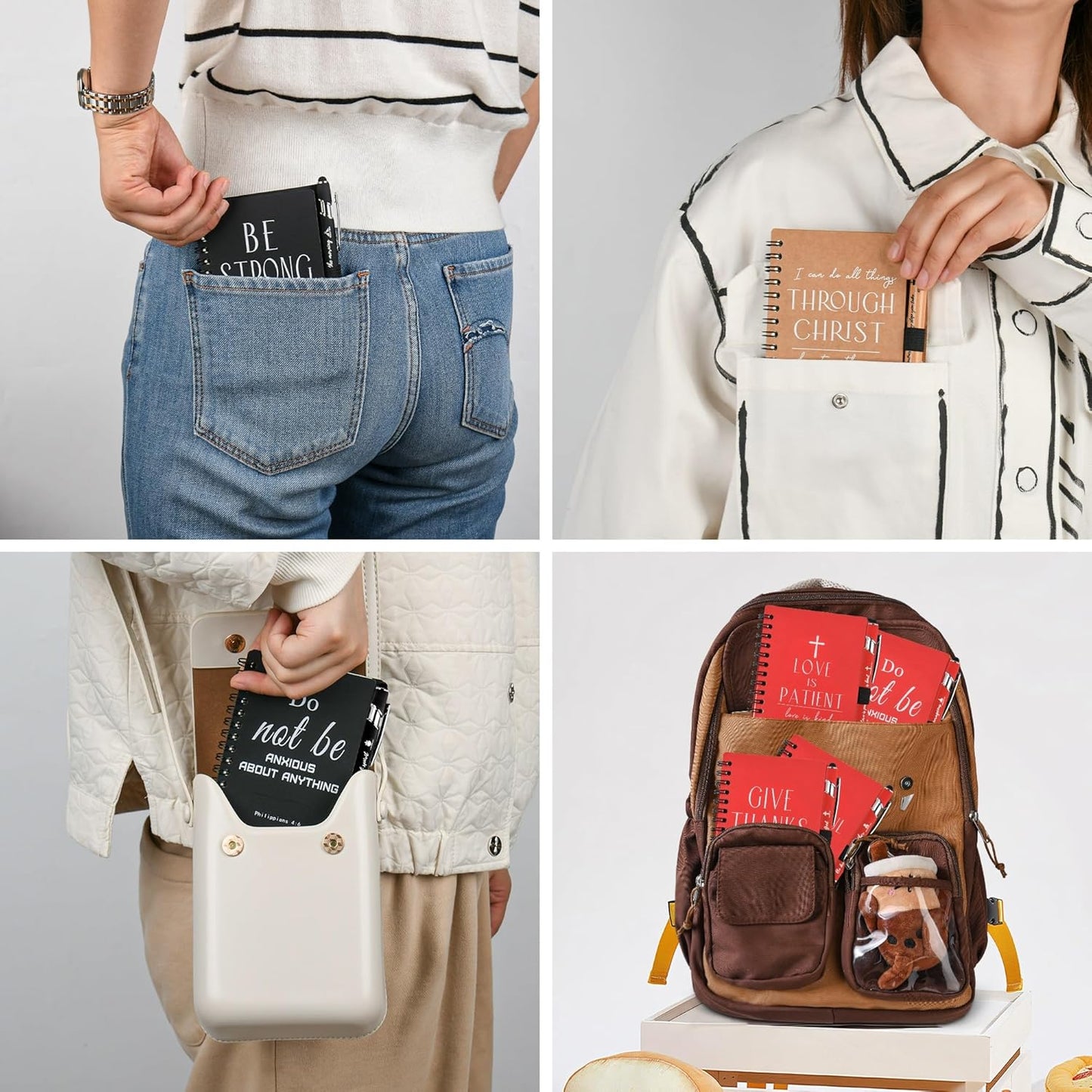 Christian Prayer Journal Spiral Notebooks Bulk with Pens - Small Notepads (4.13”x5.43”) - inspirational Gifts for Women men,Church Members & Bible Study Groups (30 sets multicolor)