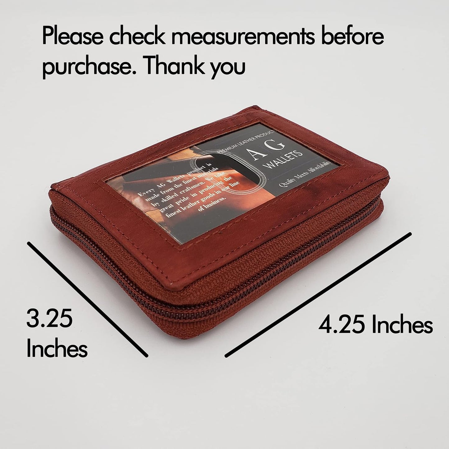 ag wallets Mens Zip Around Leather Wallet with Inserts (Burgundy)