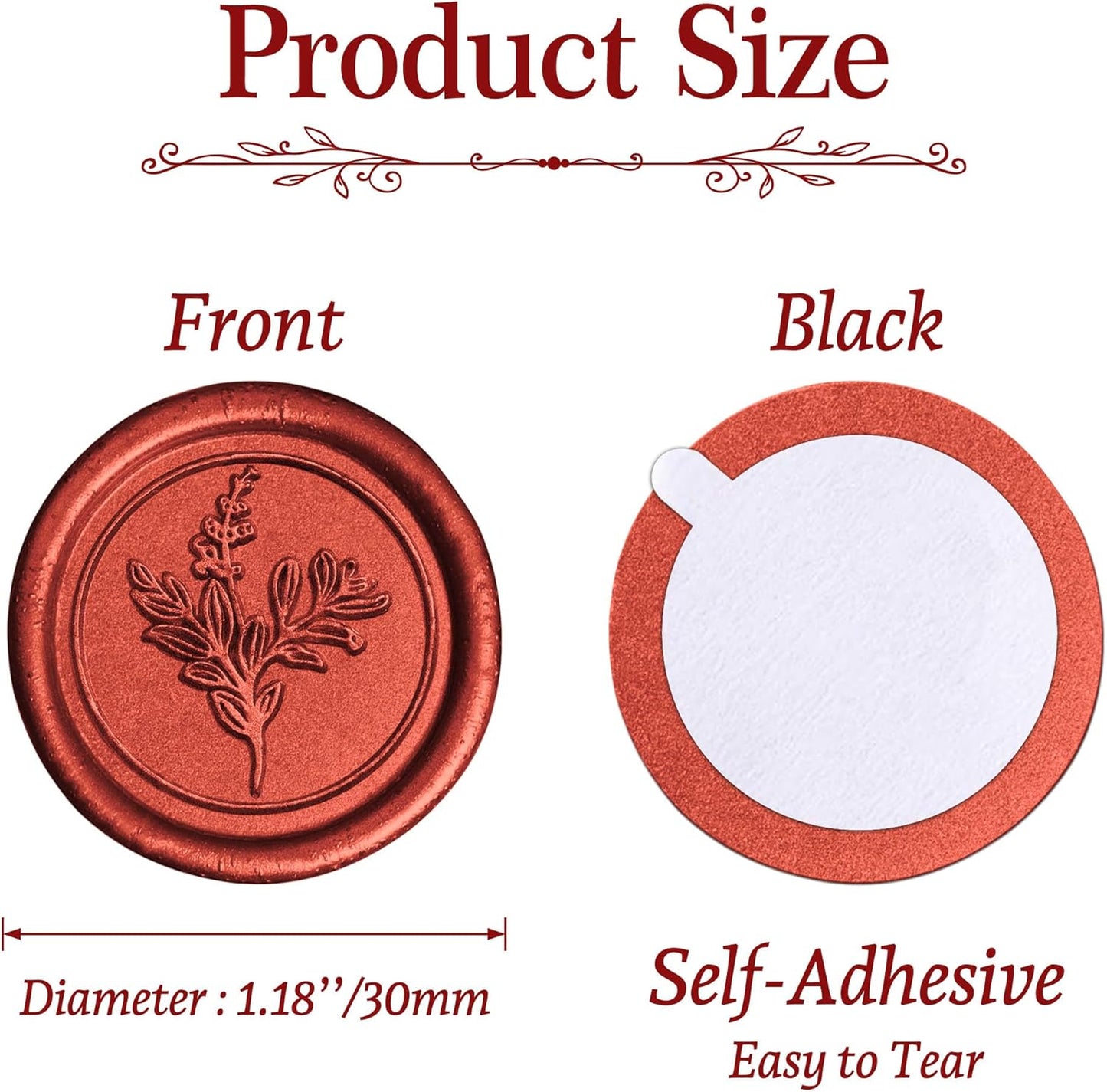 Handmade Wax Seal Stickers - Wedding Invitation Envelope Seal Stickers, 25 Pcs Self- Adhesive Stickers, Perfect for Invitation, Christmas, Gift Wrapping (Ivy Style, Red Wax)