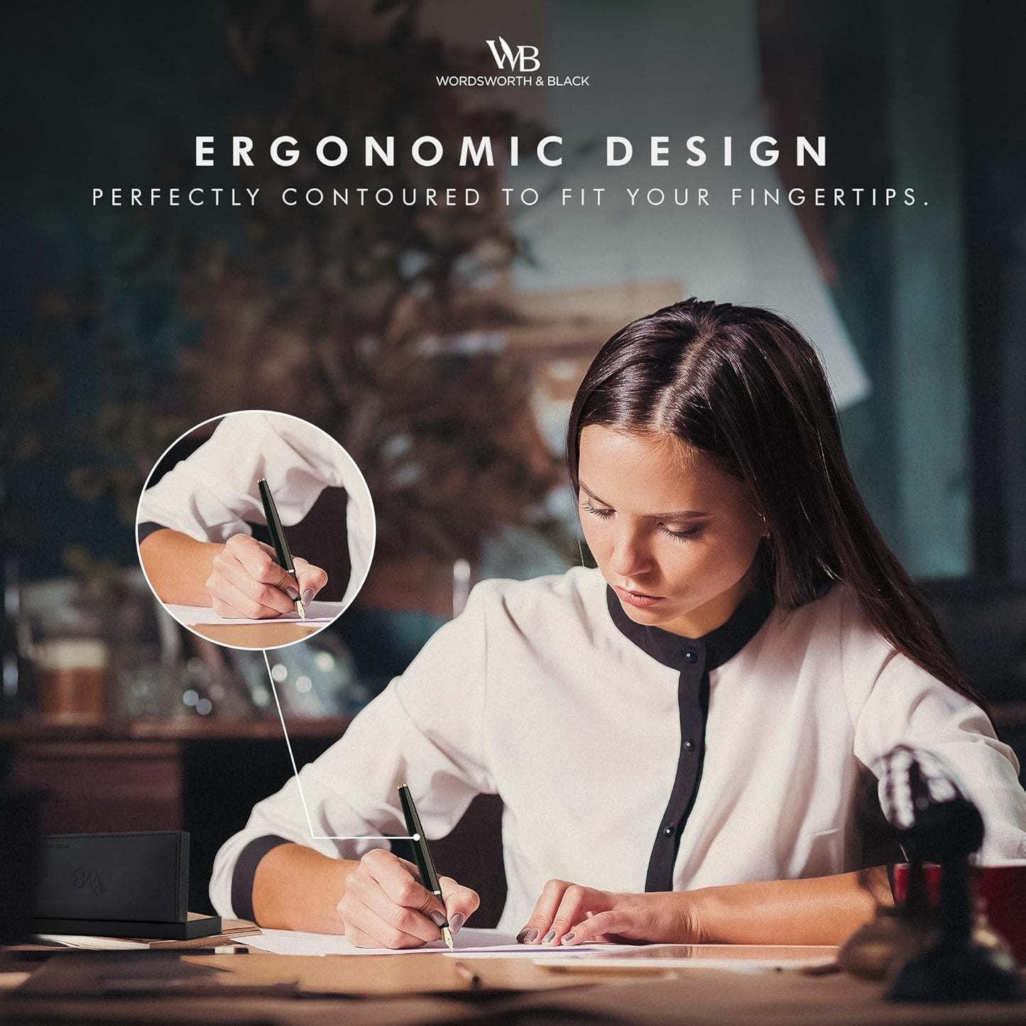 Wordsworth & Black Fountain Pen Set, Medium Nib, Includes 24 Ink Cartridges and Ink Refill Converter, Gift Case, Journaling, Calligraphy, Smooth Writing Pens [Hot Pink], Perfect for Men and Women