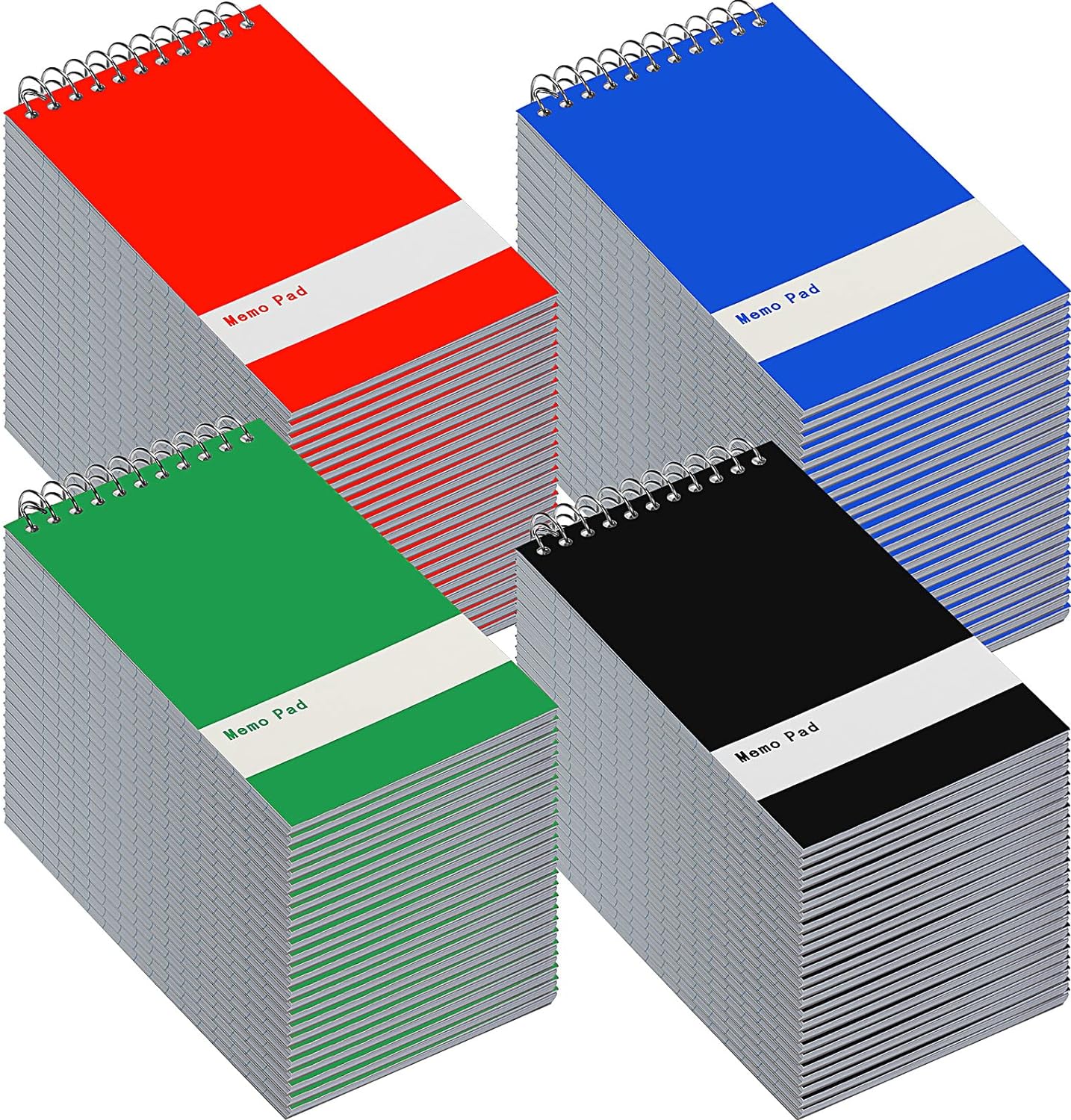 Thenshop 50 Pads Spiral Memo Bulk 3'' x 5'' Top Bound Memo Book 60 Sheets Small Mini Notebooks Lined Wire Bound Pocket Steno Book for Home, Office, School (Classic Colors)