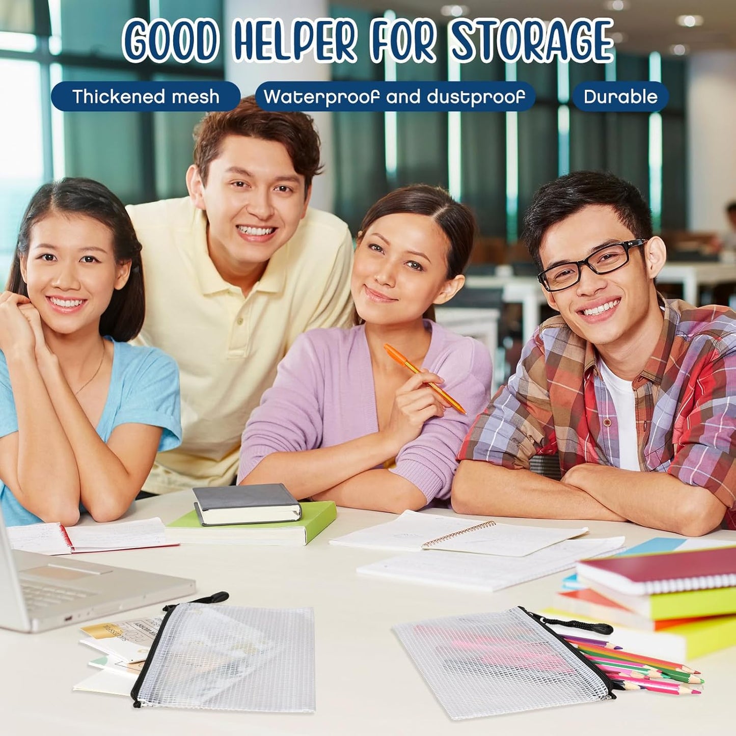 Zhehao 200 Pieces A6 Mesh Zipper Pouch Bulk Mesh Bags with Zipper Waterproof Small Pencil Pouches for School Office Supplies Organization 9.4 x 4.5 Inches(Multiple Colors)