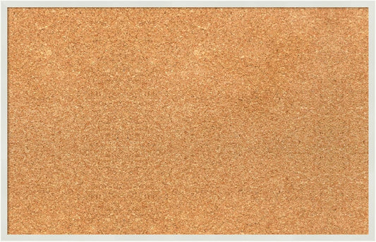 Amanti Art Natural Cork Board for Wall, 15x23 Vision Board with White Frame, Small Corkboard Office Decor for Home Organization, Modern Corkboard Pinboard to Display Items for Home Organization in