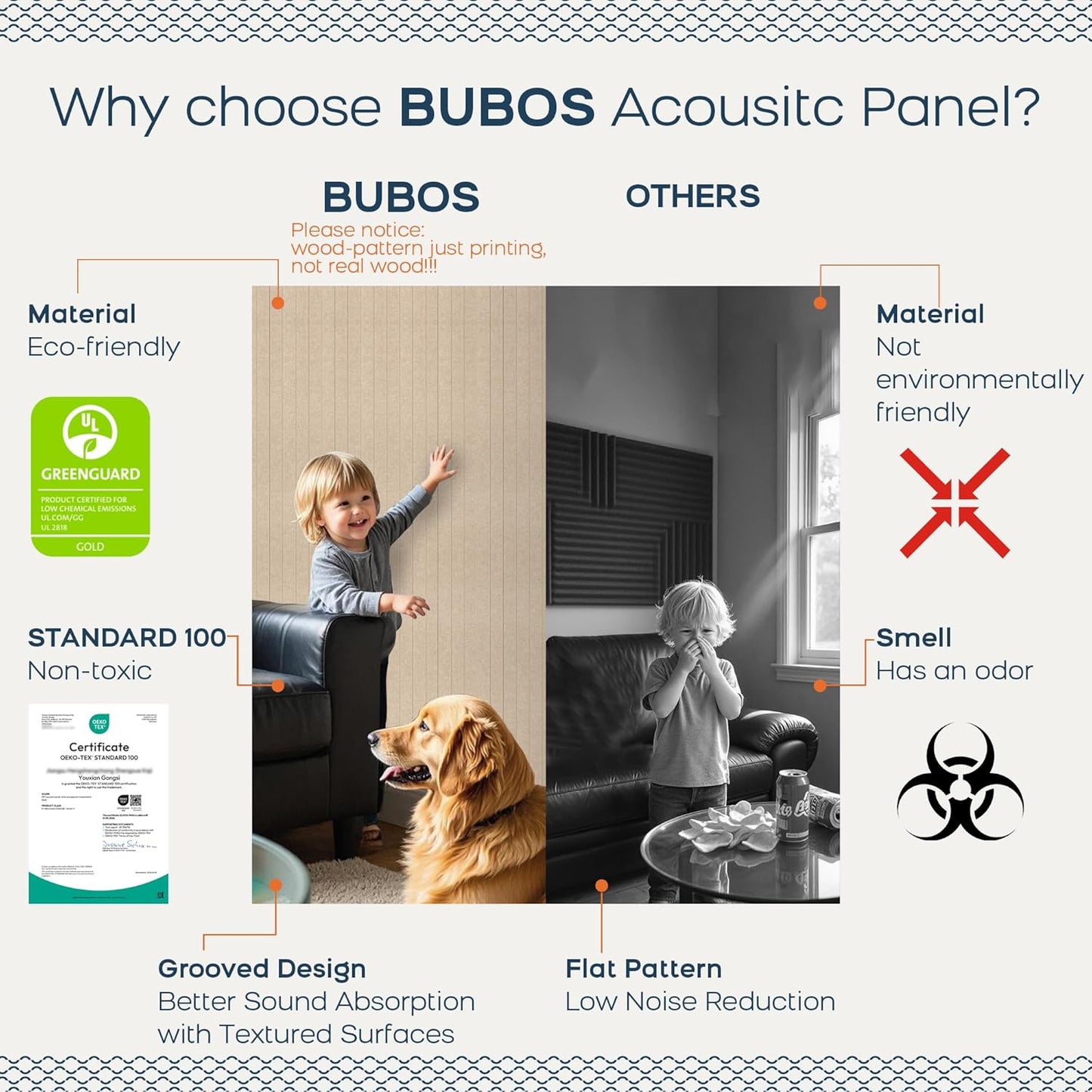 BUBOS 12 Pack Large Acoustic Panels,47.2x11.8Inch SoundProof Panels for Walls,Self Adhesive Acoustic Wall Panels,Decorative Sound Panels for Home Studio Office (Camel 01)