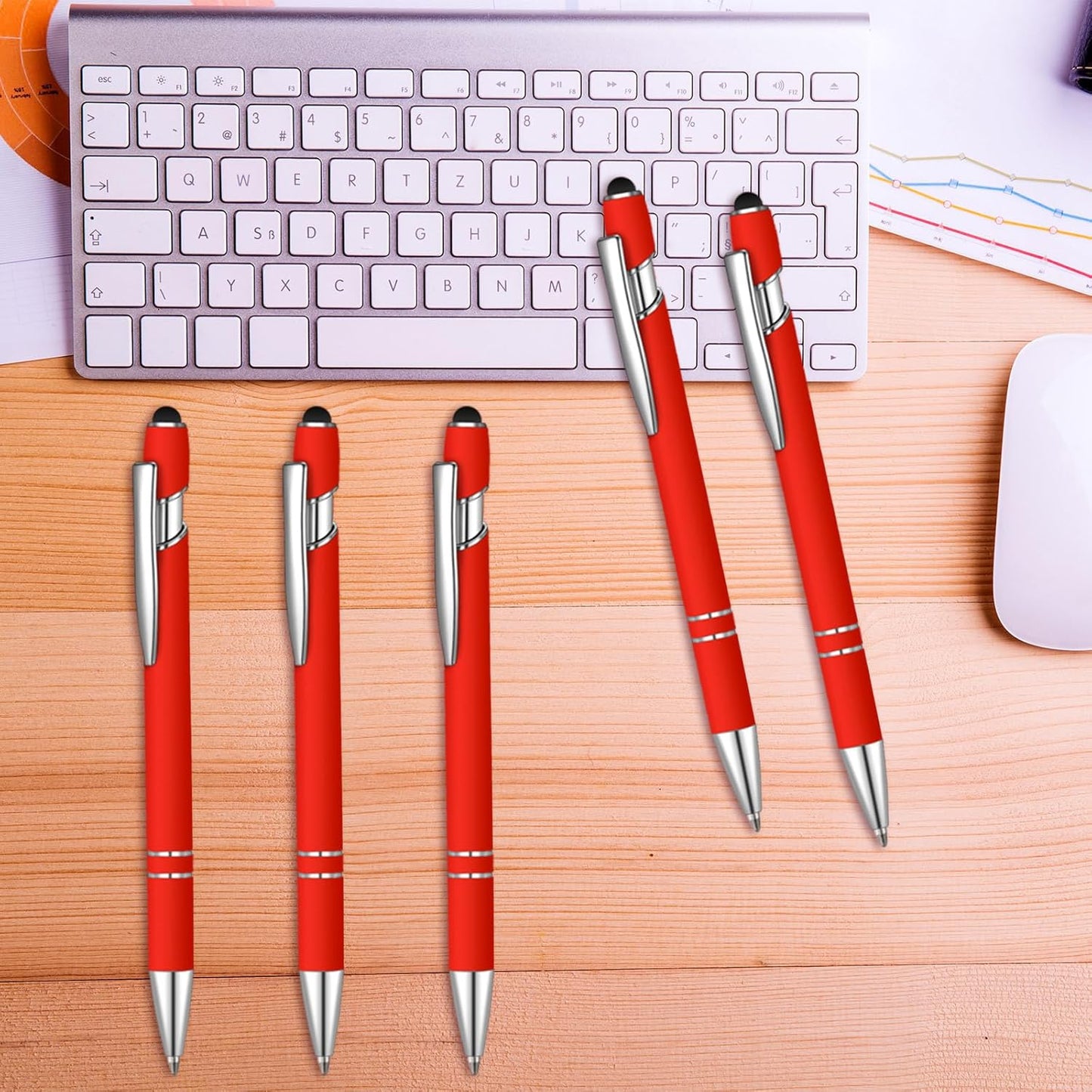 36 Pcs Blue Ink Ballpoint Pen with Stylus 2 in 1 Ballpoint Pen for Touch Screens School Office Coworkers (Red)