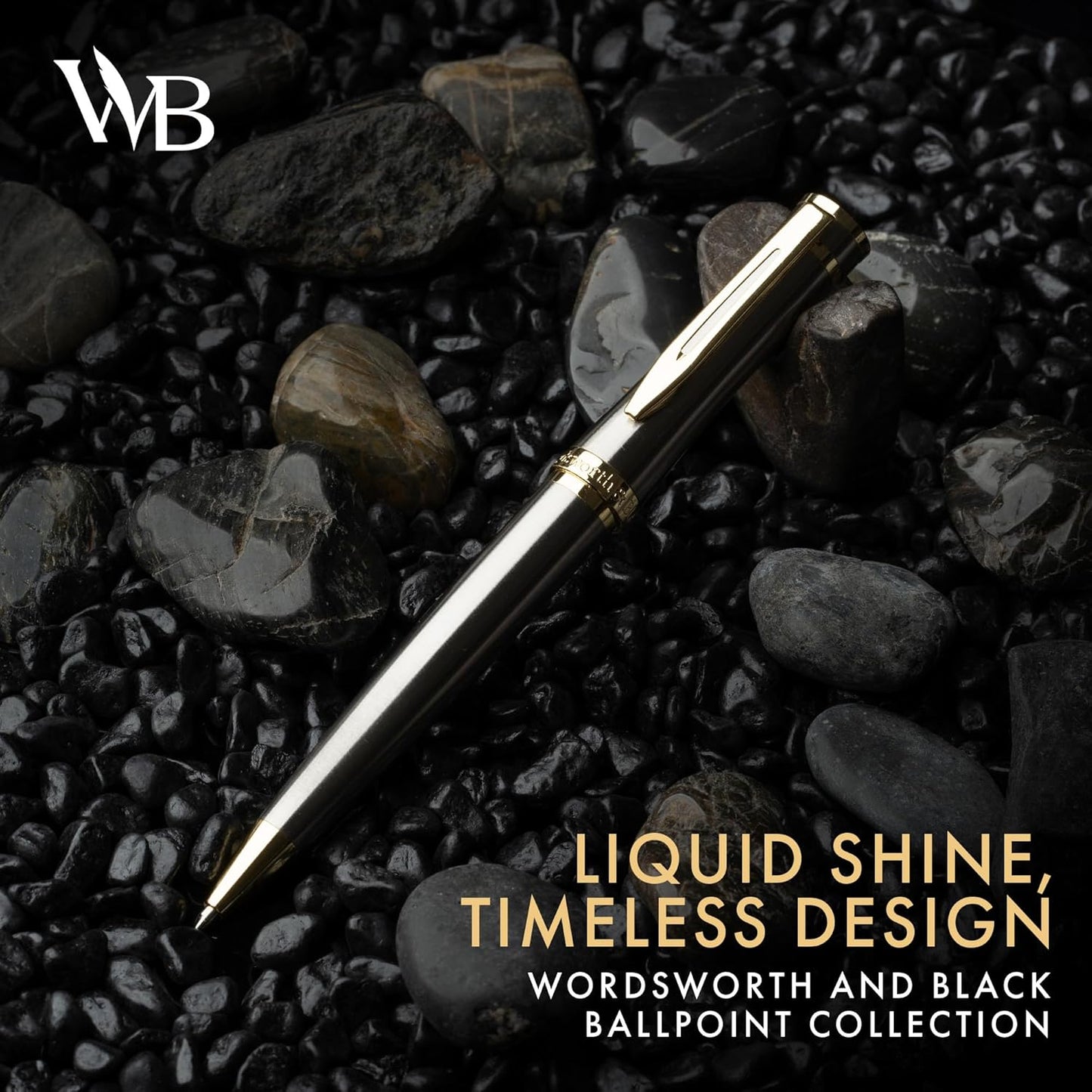 Wordsworth and Black Luxury Ballpoint Pen Set - Silver Lacquer 24K Gold Finish, Refillable Fine Point, Elegant Gift for Men & Women, Includes Ink Refill, Nice Pens for Work