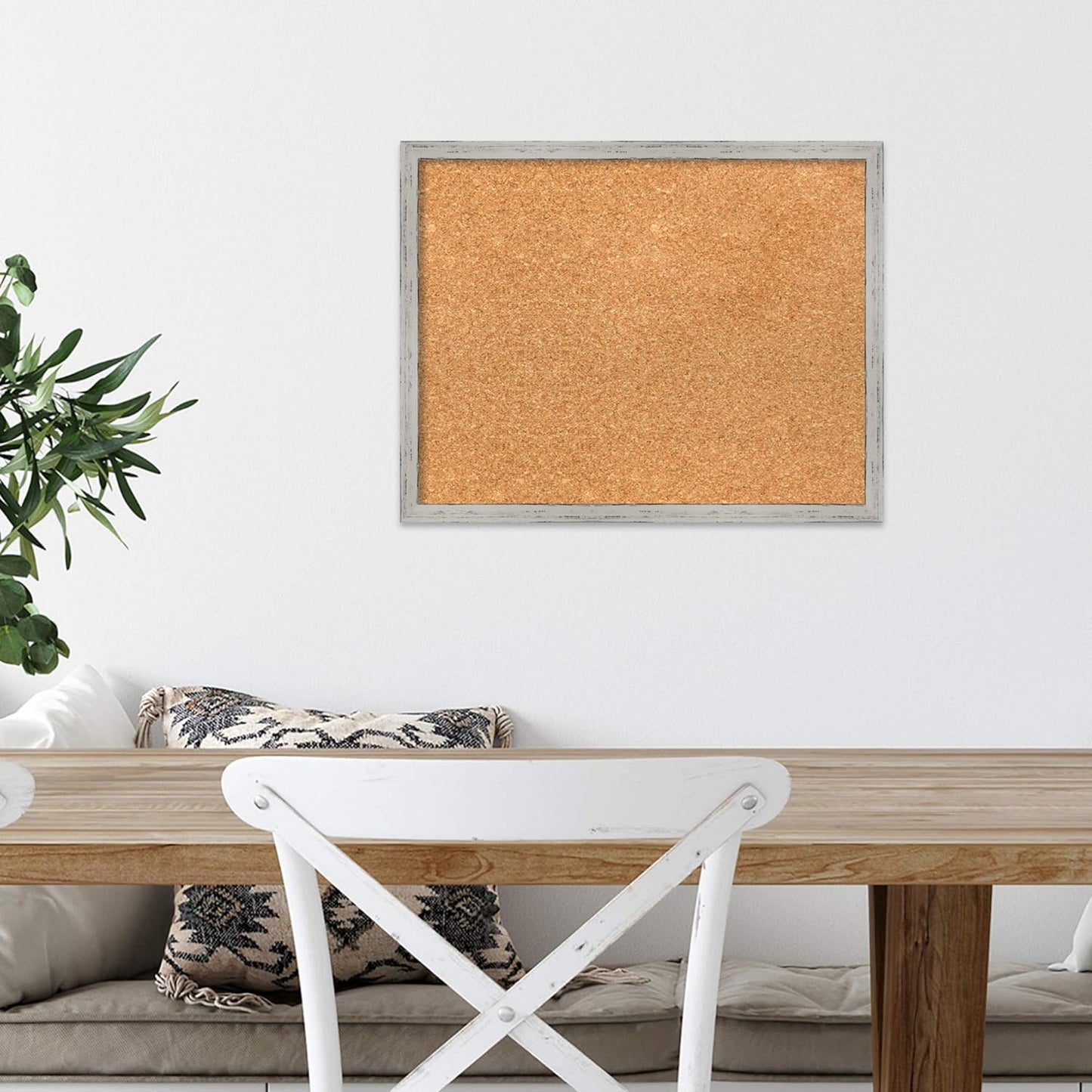 Amanti Art Natural Cork Board for Wall, 15x19 Vision Board with White Frame, Small Corkboard Office Decor for Home Organization, Cottage Corkboard Pinboard to Display Items for Home Organization in