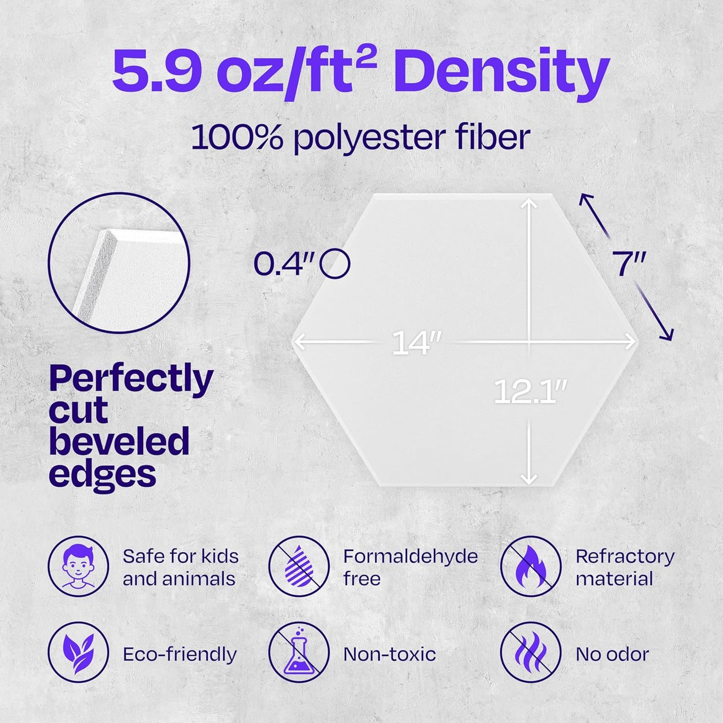 Acoustic Panels 12-Pack Soundproof Wall Panels 14"X12.1"X0.4" Sound Panels High Density Sound Dampening Panels - [White Hexagon]