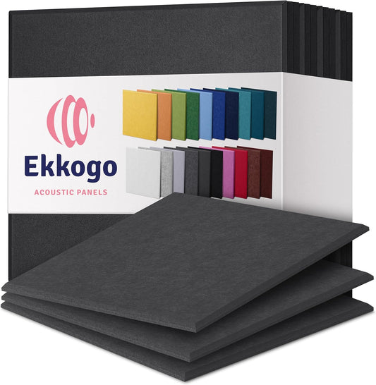 Acoustic Panels 12-Pack Soundproof Wall Panels 12"X12"X0.4" Sound Panels High Density Sound Dampening Panels - [Dark Gray Square]