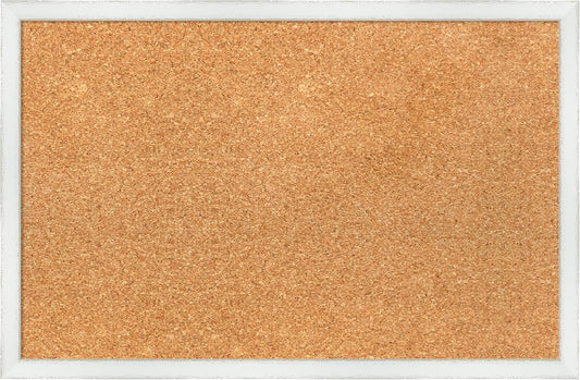 Amanti Art Natural Cork Board for Wall, 15x23 Vision Board with White Frame, Small Corkboard Office Decor for Home Organization, Country Rustic Corkboard Pinboard to Display Items for Home