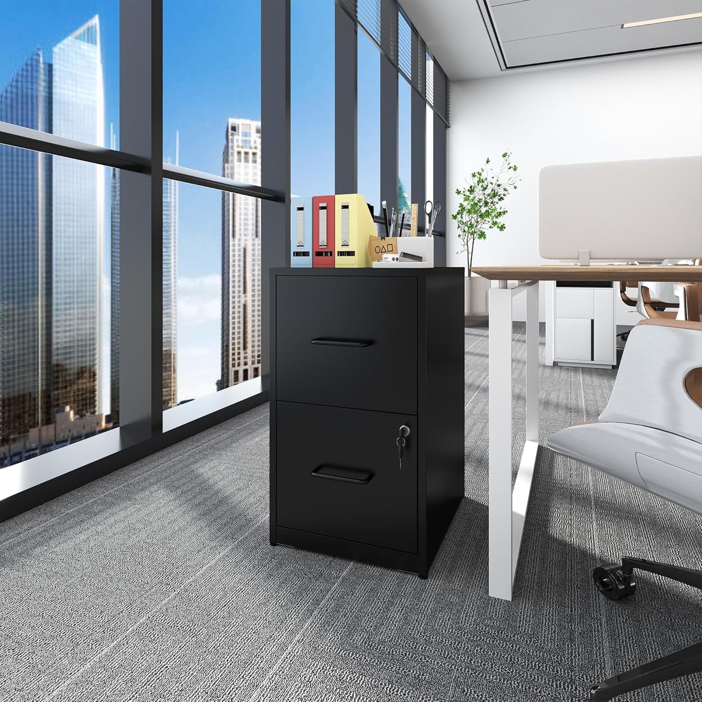 Metal File Cabinet with Drawer Heavy Duty Home Office Steel Vertical Filing Lockable Cabinets for Legal/Letter Size,Assembly Required