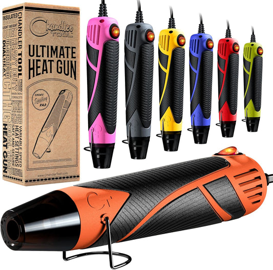 Heat Gun for Crafting, Mini Dual Temp Hot Air Gun Tool for Epoxy Resin, Shrink Wrapping, Vinyl Wrap, Embossing, Electronics, Candle Making, Sublimation, Phone Repair & DIY (Orange/Black)