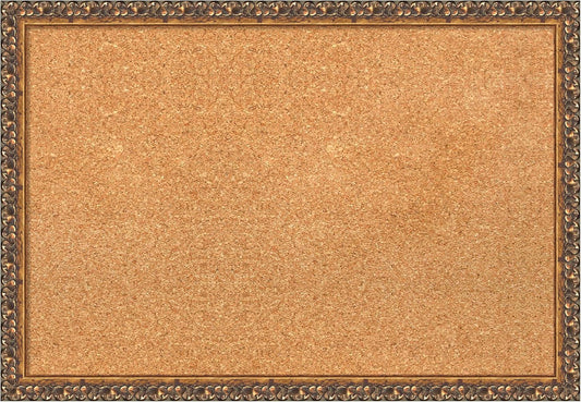 Amanti Art Natural Cork Board for Wall, 18x26 Vision Board with Bronze Frame, Medium Corkboard Office Decor for Home Organization, Traditional Corkboard Pinboard to Display Items for Home