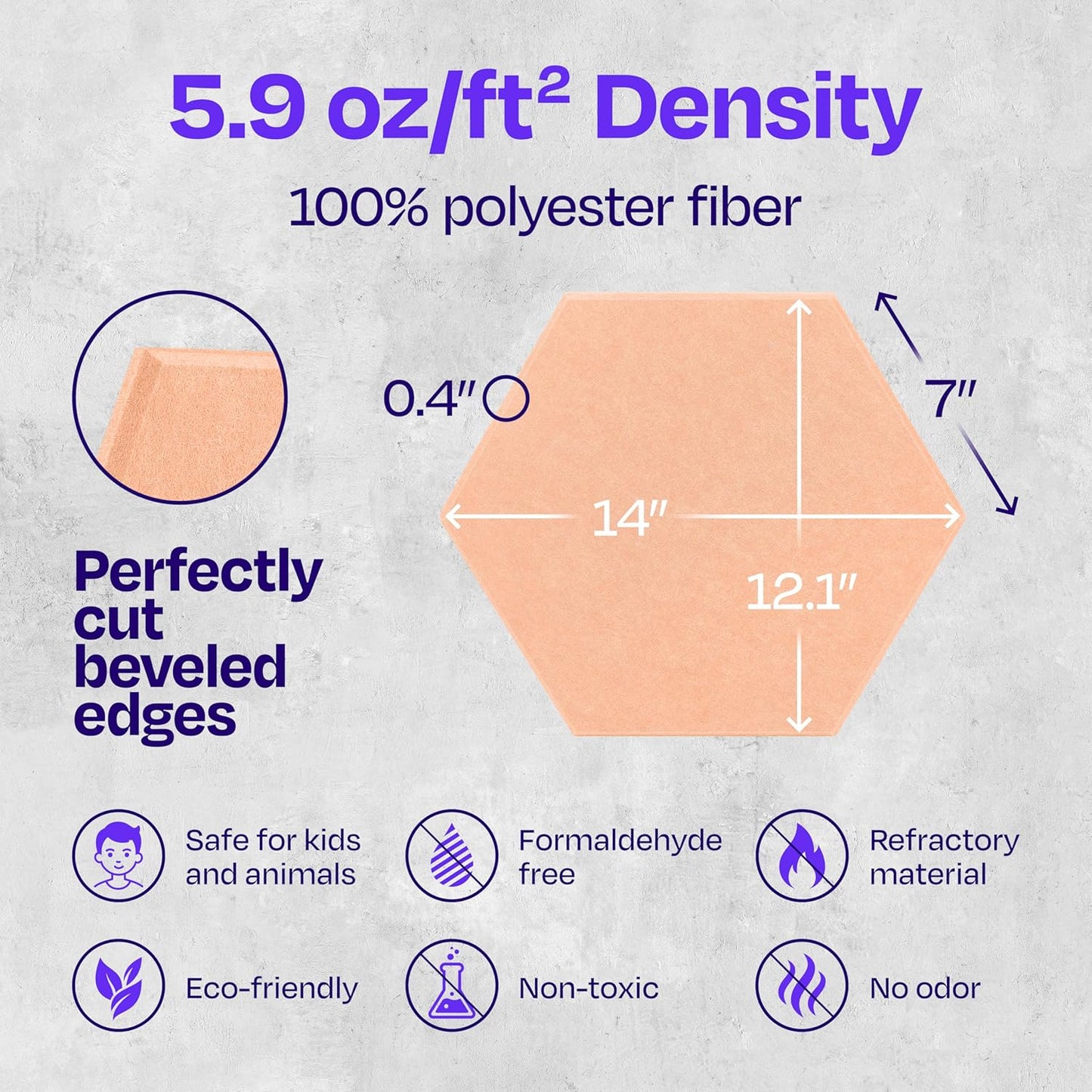 Acoustic Panels 12-Pack Soundproof Wall Panels 14"X12.1"X0.4" Sound Panels High Density Sound Dampening Panels - [Peach Beige Hexagon]