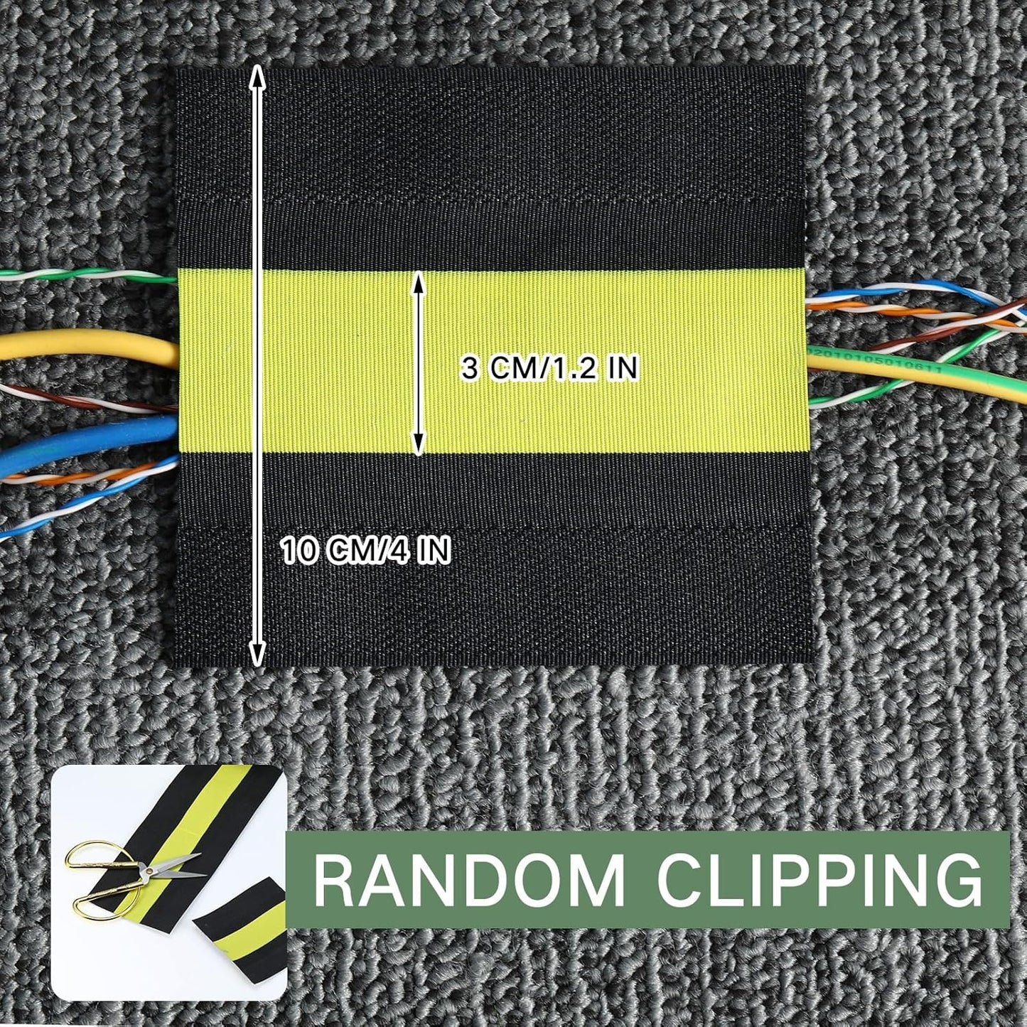 WILLBOND Grip Floor Cable Cover Cords Protector Management Only for Commercial Office Carpet(147.64 ft,Black and Yellow)
