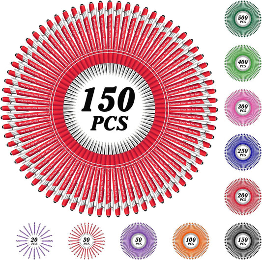 Max 500 Pcs Personalized Pens Bulk, Custom Pens with Free Engraving, Customized Stylus Tip Ballpoint Pen with Your Name Massage Text for School Office Business Graduation Anniversaries-150 Packs