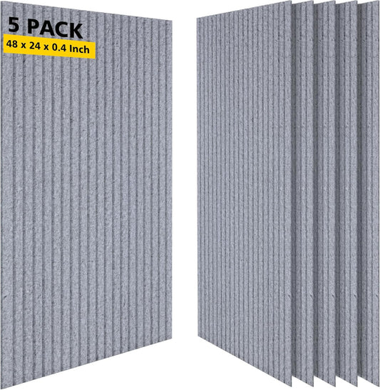 Acoustic Panels,5 Pack Sound Panels Noise Reducing for Walls,48"x24"x0.4" Soundproof Wall Panels,High-Density Acoustic Wall Panels,Decorative Wall Sound Absorbing Panel,Silver Gray