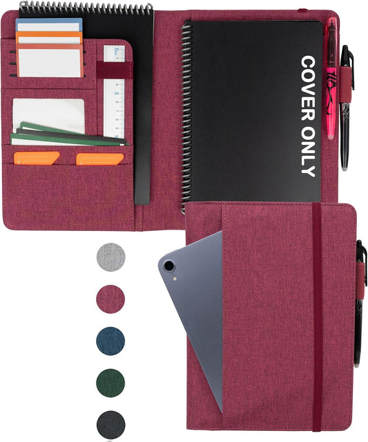 Sturdy Planner Cover for Rocketbook Smart Notebook - Water-Resistant Fabric Padfolio, Business Padfolio with Firm Writing Surface, Fits Executive Size A5, Rocketbook Accessories (Fuchsia)