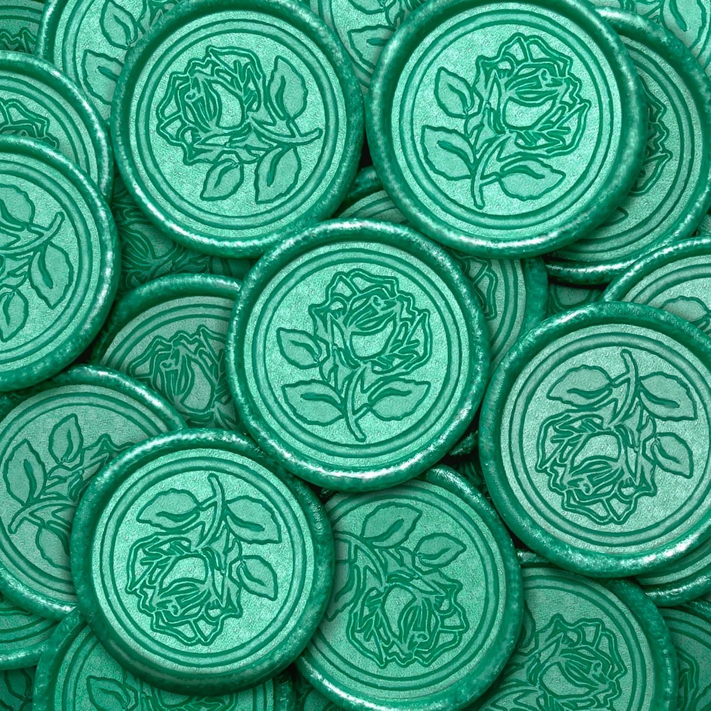 25Pcs Wax Seal Stickers Handmade Envelope Seals Self Adhesive Wax Stickers for Wedding Party Invitations, Envelope, Gift Wrap, Christmas(Rose Style, Cyan)