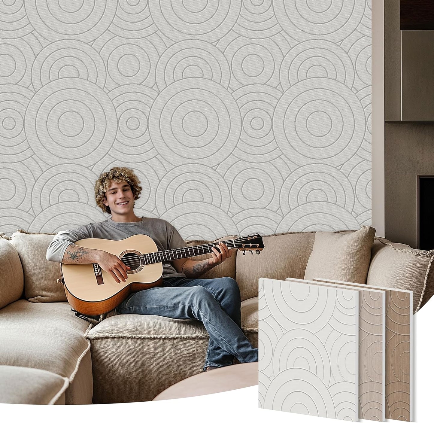 6 PCS Acoustic Panels, 23.6x23.6 Inch Sound Absorbing Panels, Decorative Acoustic Wall Panels for Recording and Home Studio, Office with Double-Sided Adhesive Tape
