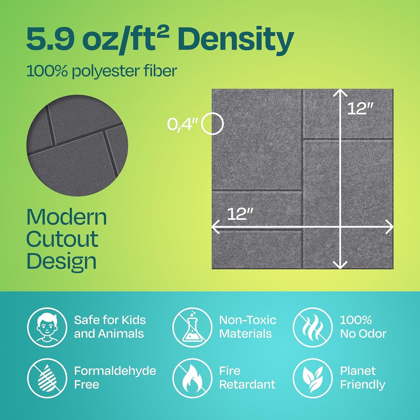 Acoustic Panels 12-Pack Soundproof Wall Panels 12"x12"x0.4" Decorative Sound Dampening for your Home, Office, Studio, Bedroom & More with Unique GridFrame Carving [Pebble Gray]