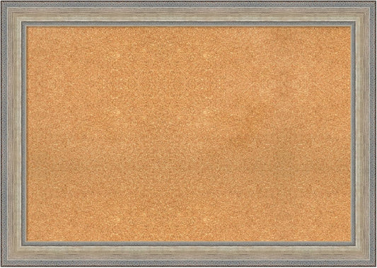 Amanti Art Natural Cork Board for Wall, 29x41 Vision Board with Silver Wood Frame, Large Corkboard Office Decor for Home Organization, Traditional Corkboard Pinboard to display items for home