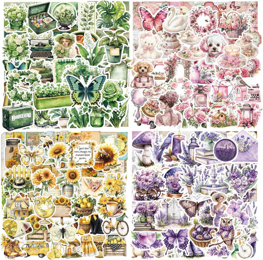 400 PCS Watercolor Style Stickers Pack,Aesthetic Vintage Motivational and Inspirational Stickers for Adults, Teens, Laptops, Water Bottles.Cute Sticker for Journaling