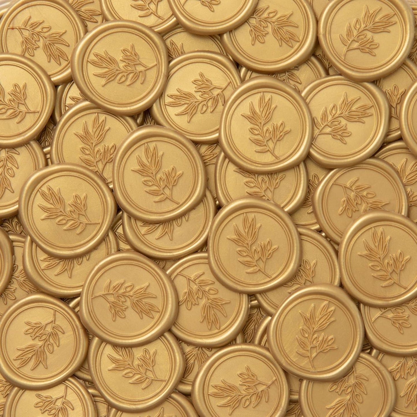 PONATIA Gold Wax Seal Stickers - Eucalyptus Wedding Invitation Envelope Seal, 50 Pcs Self-Adhesive, Perfect for Invitations, Christmas, Gift Wrapping, Party Menu Decor