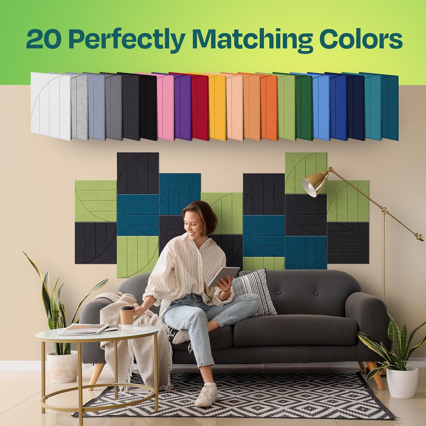 Acoustic Panels 12-Pack Soundproof Wall Panels 12"x12"x0.4" Decorative Sound Dampening for your Home, Office, Studio, Bedroom & More with Unique ModuArc Carving [Dark Gray]