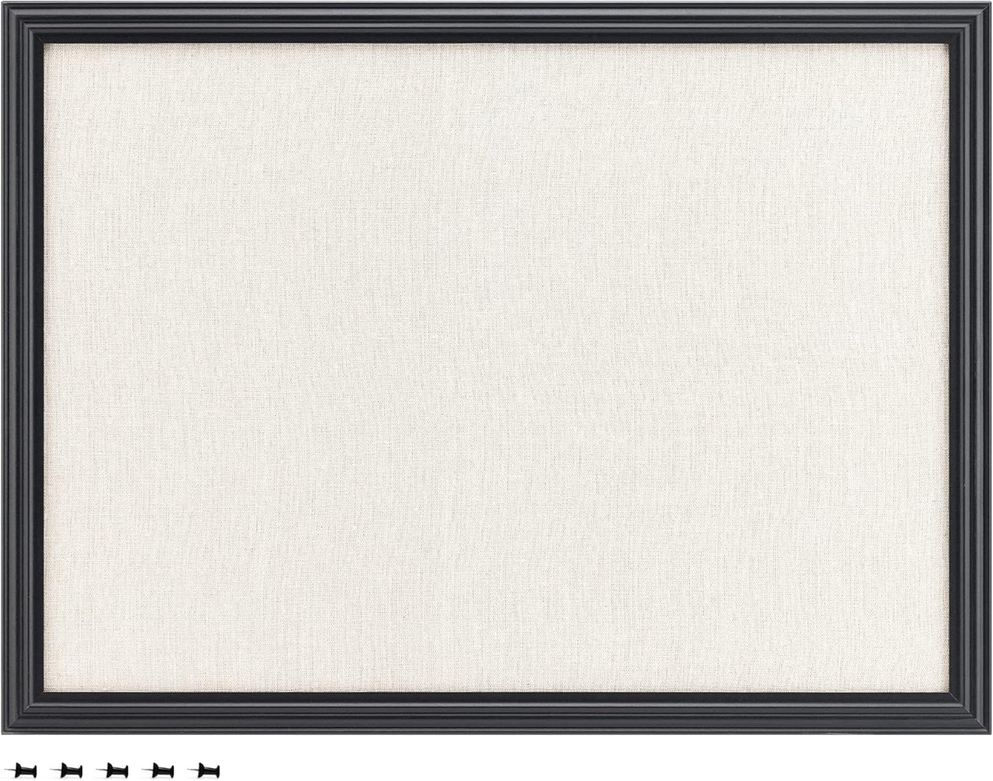 Navaris Framed Linen Bulletin Board - 17 x 23 inches Fabric Jewelry Organizer Pinboard for Wall Memory Memo Pin Board - Linen with Frame