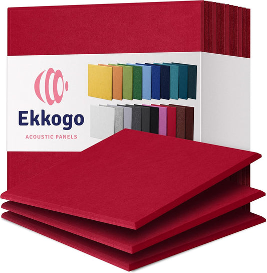 Acoustic Panels 12-Pack Soundproof Wall Panels 12"X12"X0.4" Sound Panels High Density Sound Dampening Panels - [Candy Red Square]