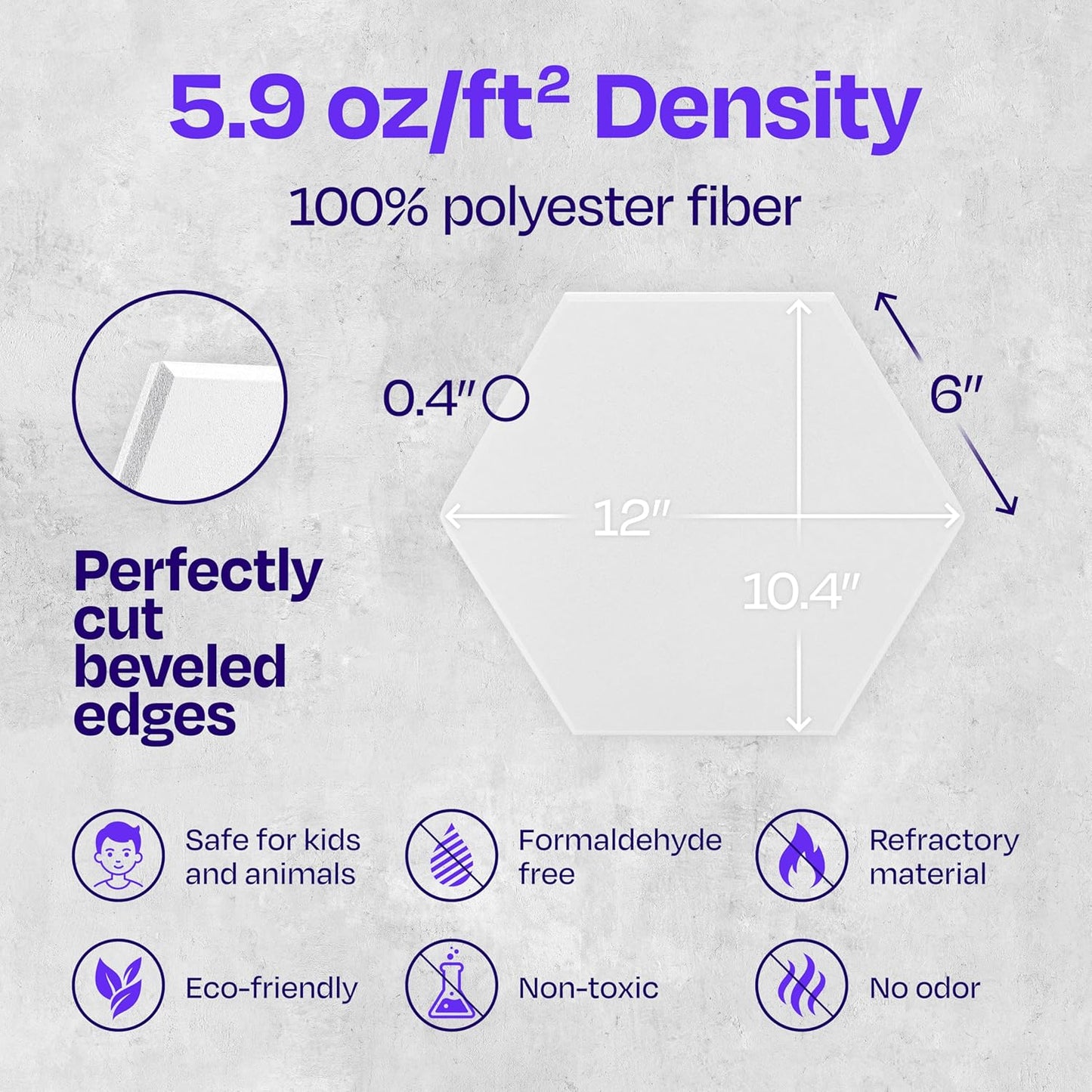Acoustic Panels - 12-Pack Soundproof Wall Panels, 12"X10.4"X0.4", High Density Sound Dampening - White Hexagon