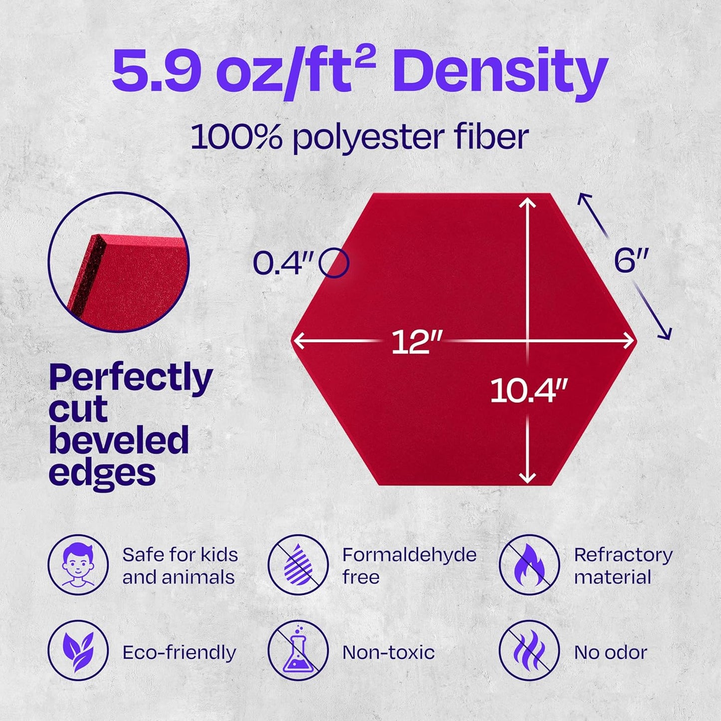 Acoustic Panels 12-Pack Soundproof Wall Panels 12"X10.4"X0.4" Sound Panels High Density Sound Dampening Panels - [Candy Red Hexagon]