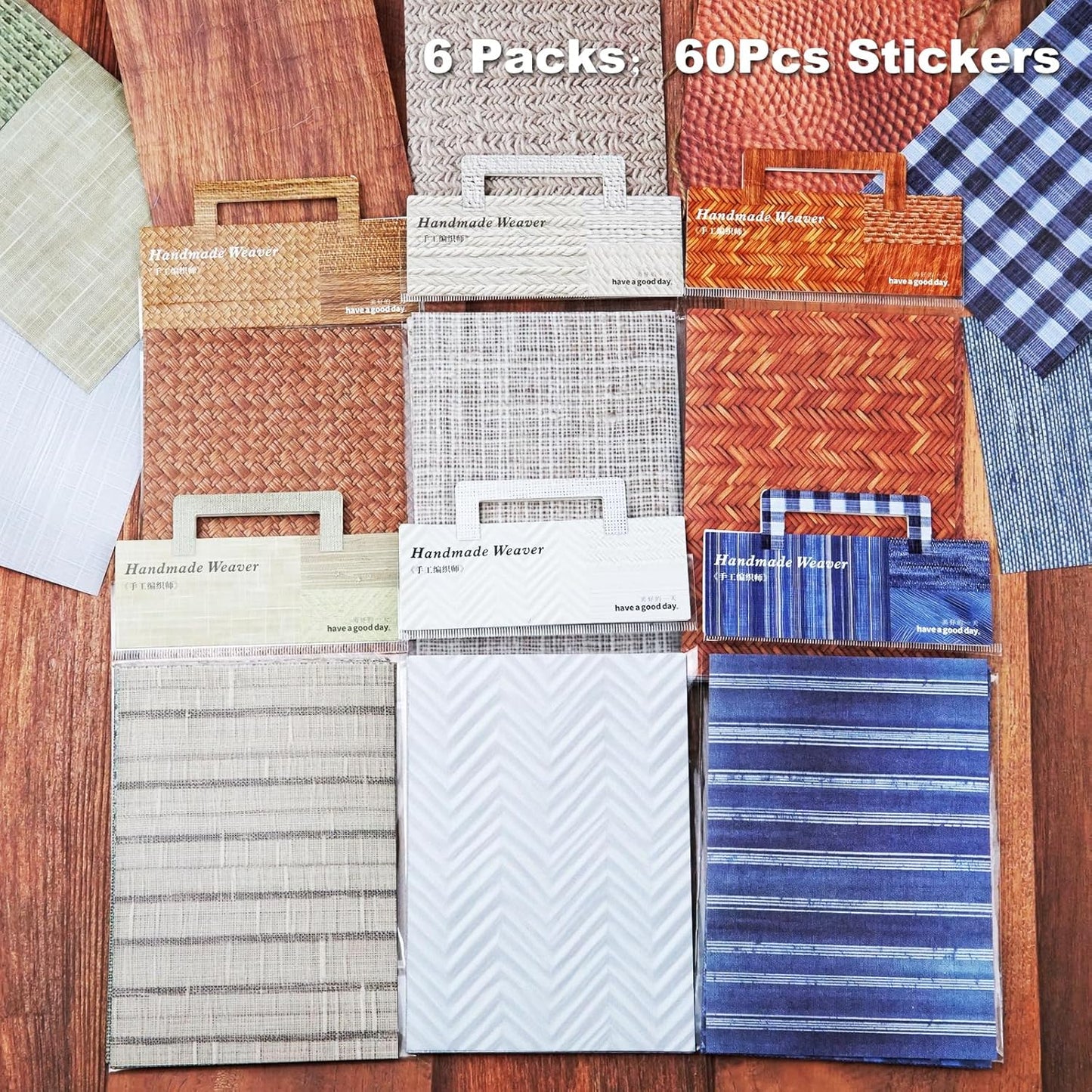 Fabric-Style Washi Sticker Set, 60PCS Vintage Ephemera for Scrapbooking, Journaling, DIY Crafts and Planner Supplies