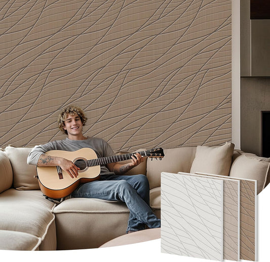 6 PCS Acoustic Panels, 23.6x23.6 Inch Sound Absorbing Panels, Decorative Acoustic Wall Panels for Recording and Home Studio, Office with Double-Sided Adhesive Tape