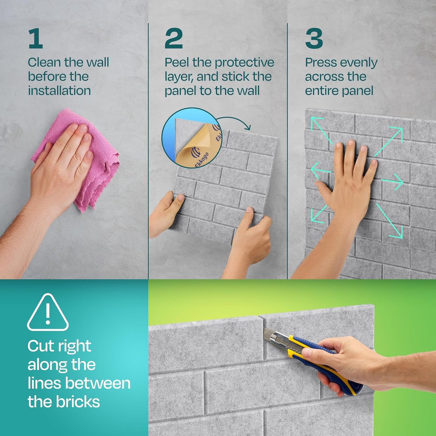 Acoustic Panels 18-Pack Soundproof Wall Panels 12"X12"X0.4" Brick Style Sound Panels Premium Sound Dampening Panels Easy Self Adhesive Installation - [Smoky White]